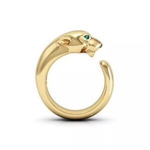 Fashion Gold colour Plated Leopard Head Open Adjustable Ring Diamond CZ Jewelry
